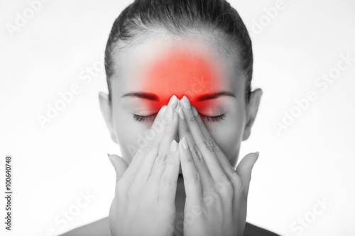 Photography Woman has headache migraine or pain in eyes