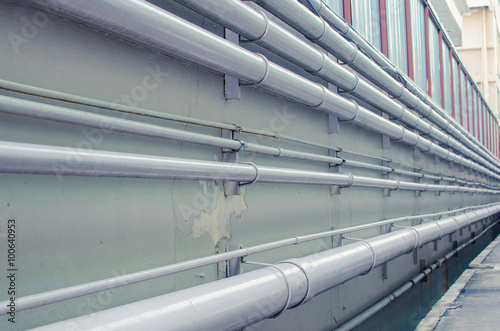 Line pipe on wall