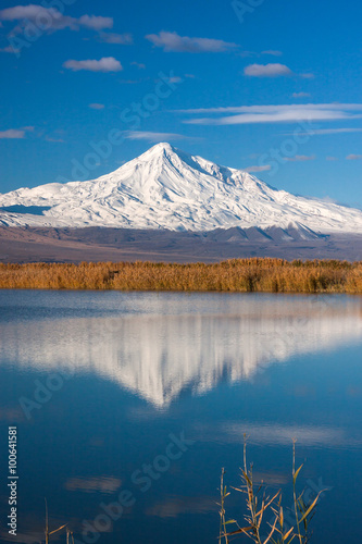 Mount of Ararat reflected in the lake