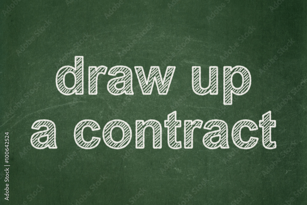 Obraz premium Law concept: Draw up A contract on chalkboard background