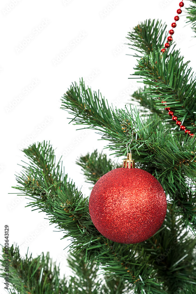 Christmas tree decorated red balls Christmas tree decorated red balls