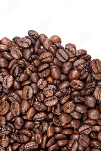 Coffee beans on white background.