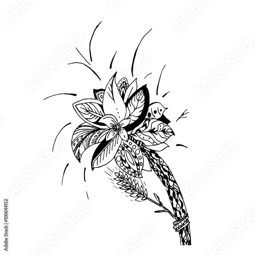 Vector graphic illustration of flower in style doodle