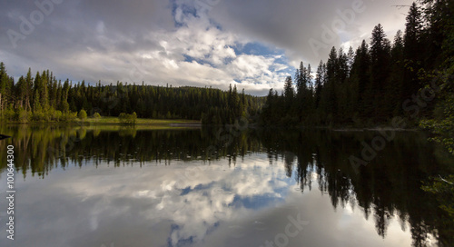 Scenic Reflections on Champion Lake in Canada's Kootenay Mountai