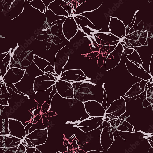 Fototapeta Naklejka Na Ścianę i Meble -  Seamless pattern with Pencil flowers sketch