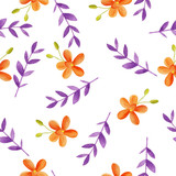 Watercolor flowers seamless pattern.
