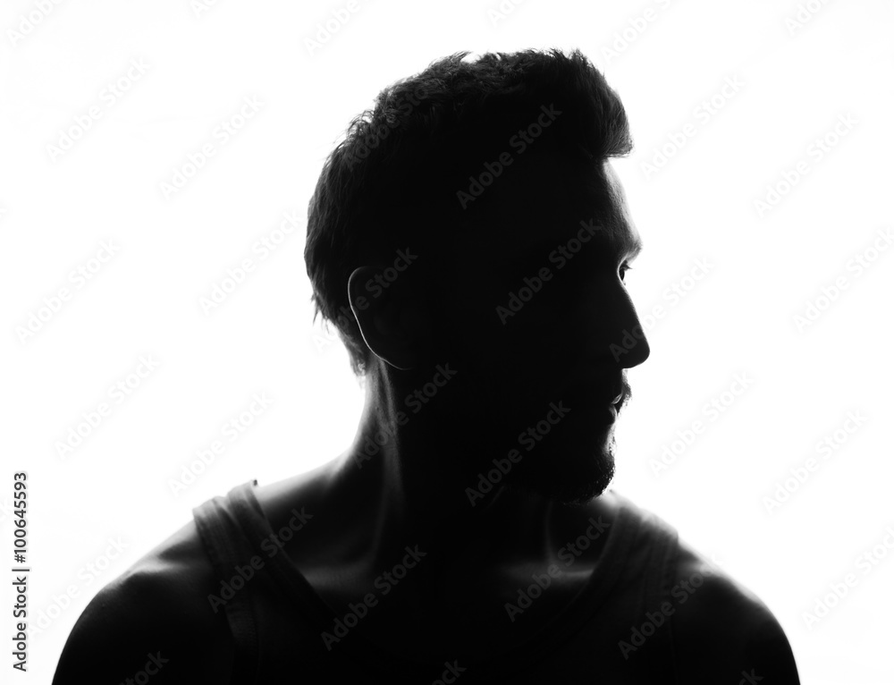 Hidden face in the shadow.male silhouette.