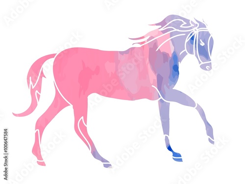 The silhouette of a horse gallop (pink sky)