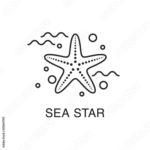 Line art sea star (starfish) flat icon. Summer vacation concept.