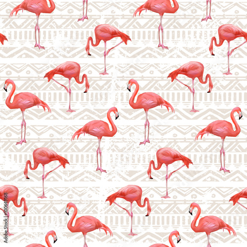 Flamingo Bird Background . Seamless vector pattern © julia_blnk