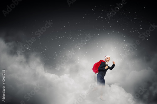 Santa woman with sack © Sergey Nivens
