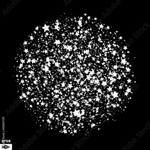 Background with Stars. Black and White Pattern. Design Template. Abstract Vector Illustration.