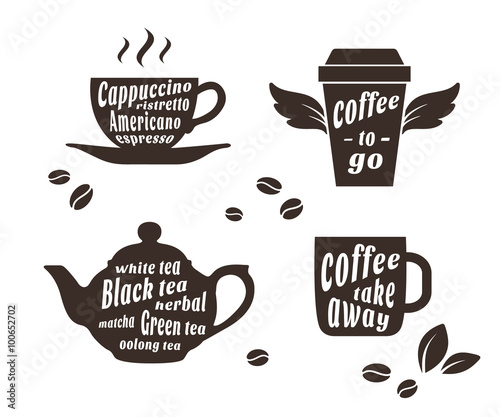 Coffee and tea cups set. Coffee to go