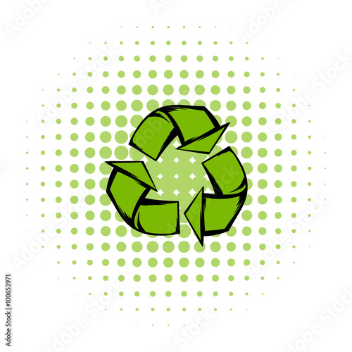 Green recycle symbol comics icon