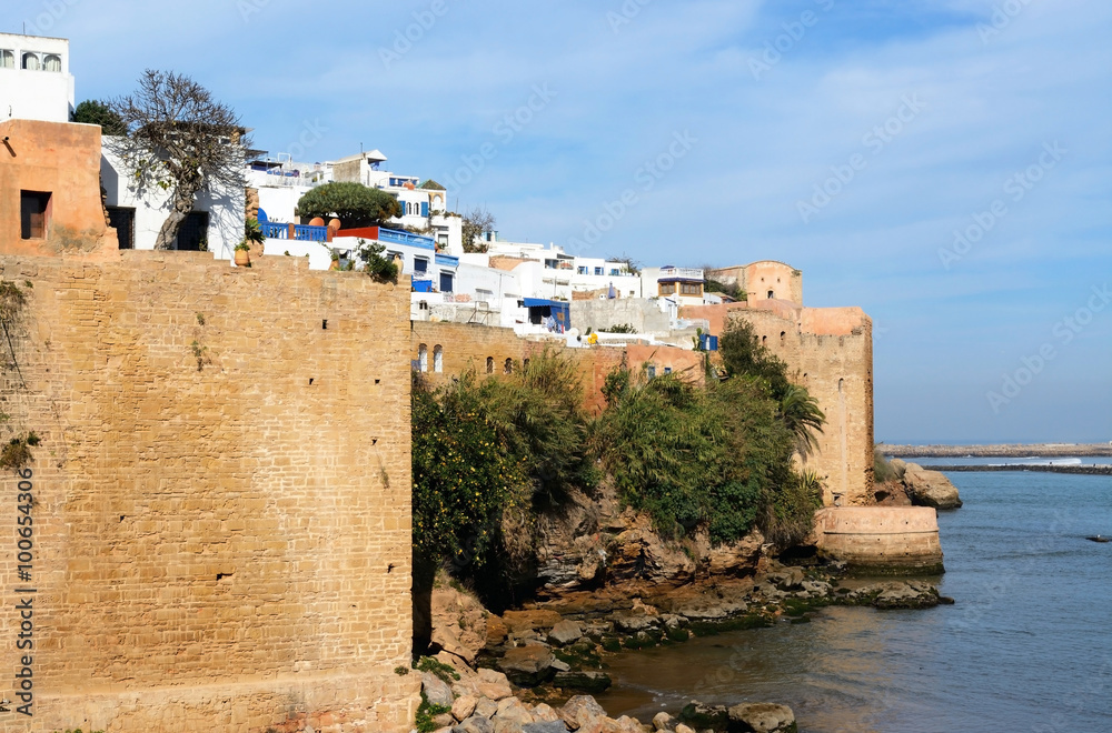 Rabat, Morocco - December 26, 2015: Fort of Kasbah of the Udayas and Bou Regreg river. 