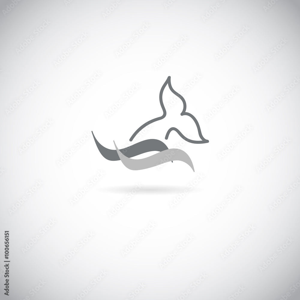 Dolphin, whale fin and water splash icon, logo. Dolphin, whale fin and water splash icon, logo.