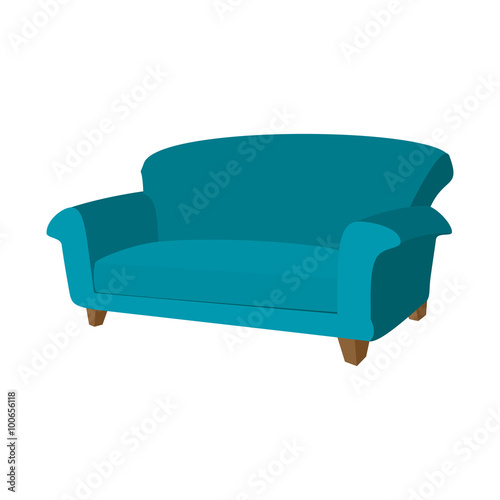Blue sofa cartoon icon 