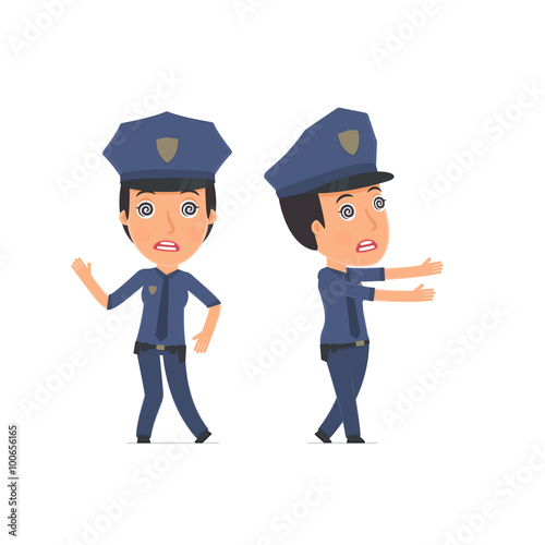 Crazy and Deranged Character Constabulary in strange pose under
