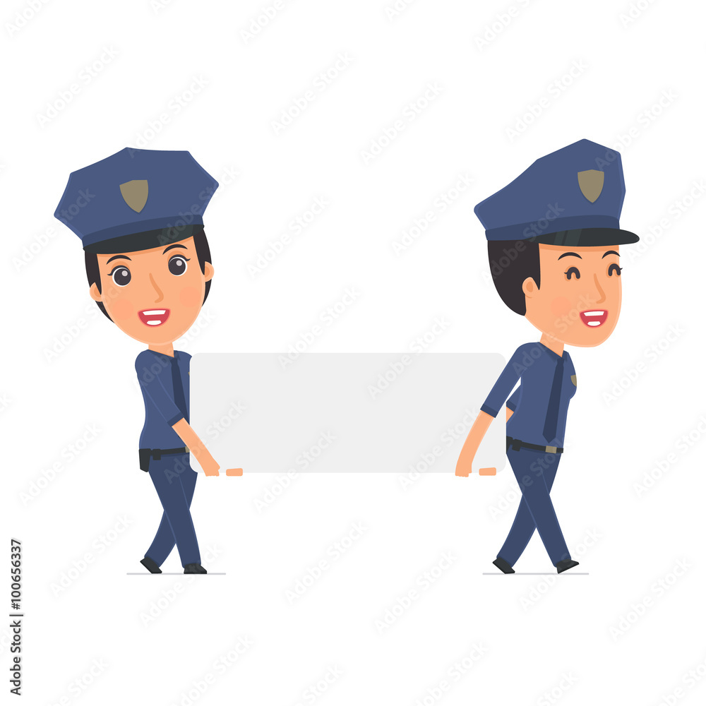 Funny Character Constabulary holds and interacts with blank form