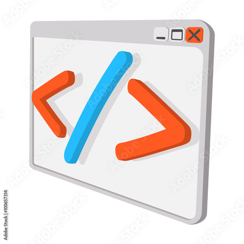 Coding cartoon icon 