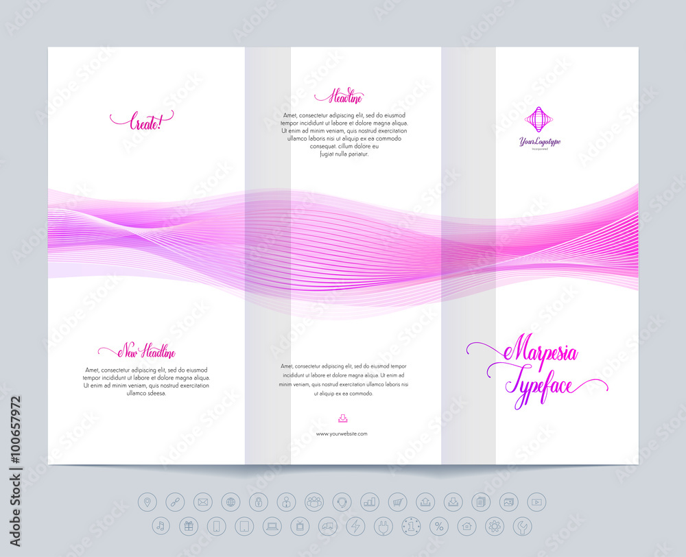 Business brochure, layout template with dynamic waves.