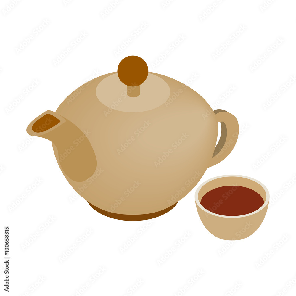 Obraz premium Teapot and cup isometric icon