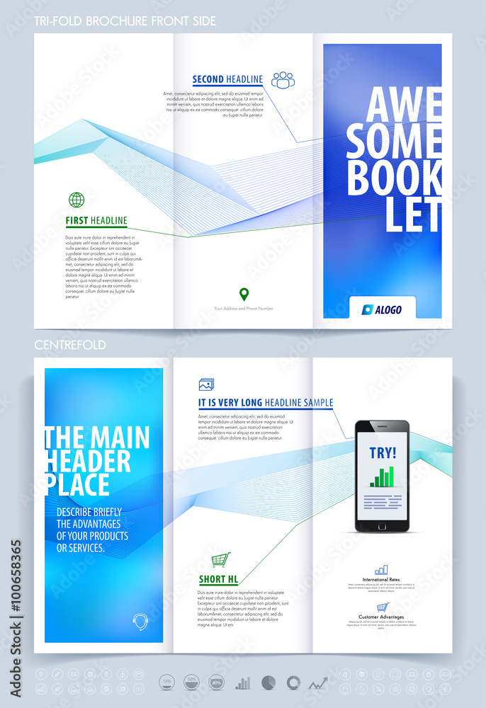 Business brochure and cover design layout template. Vector illus Business brochure and cover design layout template. Vector illus