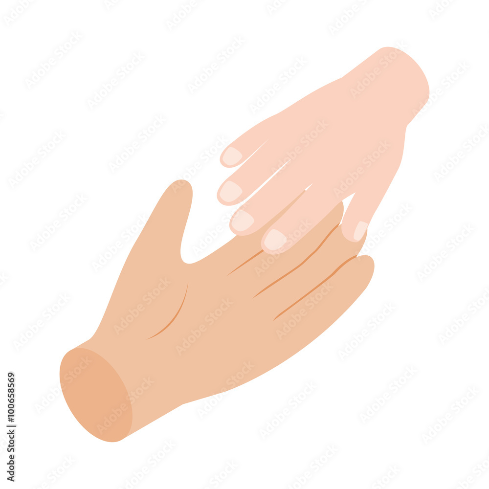 Large and small hand isometric 3d icon Large and small hand isometric 3d icon