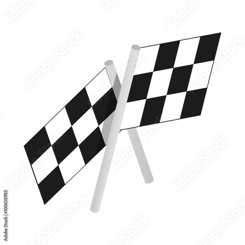 Chequered flags motor racing isometric 3d icon
