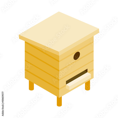 Wooden beehive isometric 3d icon