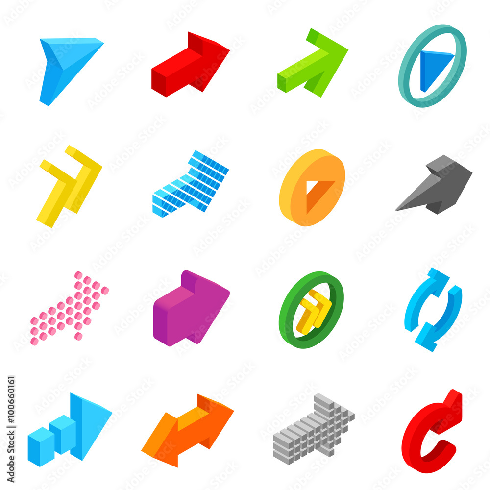 Arrow sign isometric 3d icons