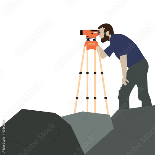 Male Surveyor on a Rock