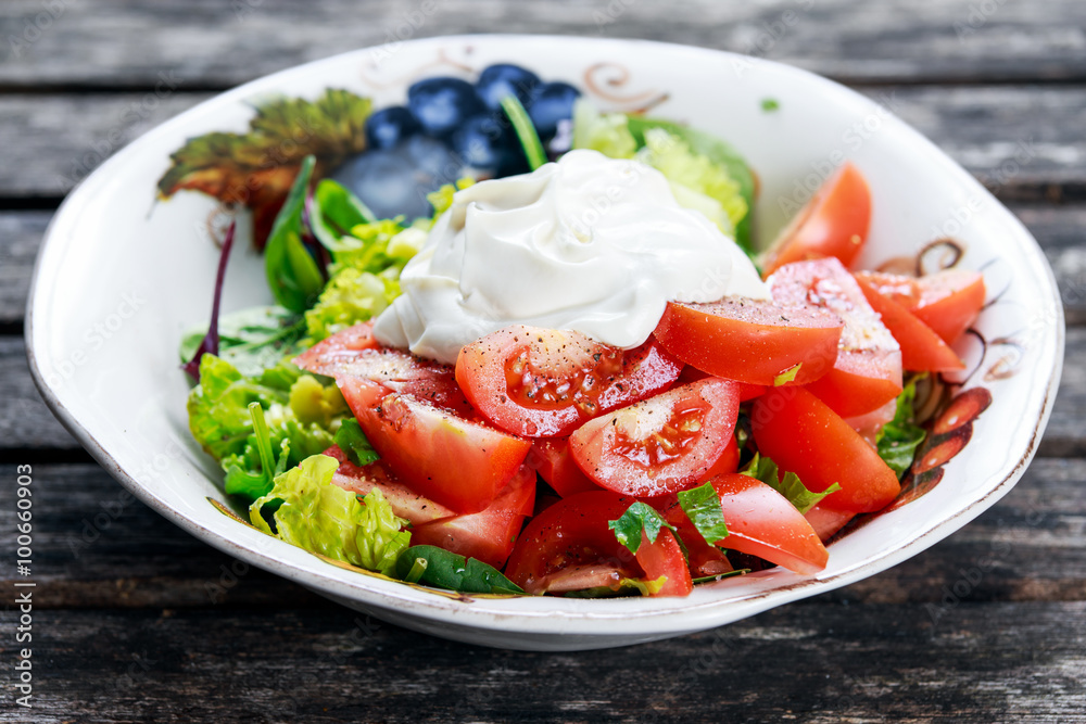 Fresh Vegetables Salad with Sour Cream Fresh Vegetables Salad with Sour Cream