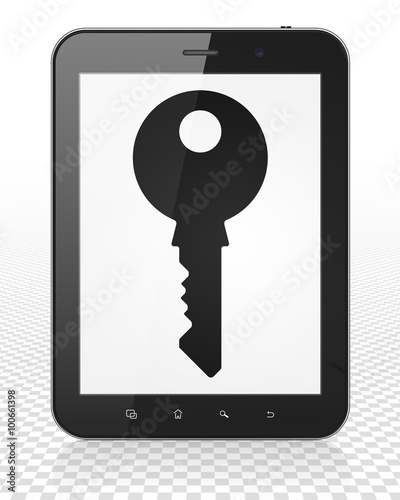 Security concept: Tablet Pc Computer with Key on display