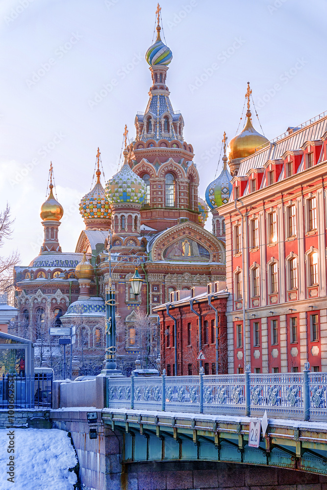 Church of the Saviour on Spilled Blood in St. Petersburg in a co