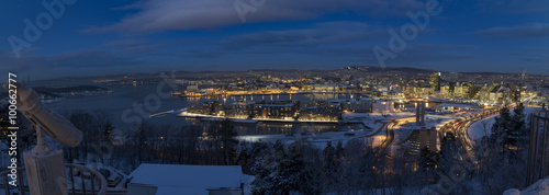 Oslo Skyline winter morning panorama