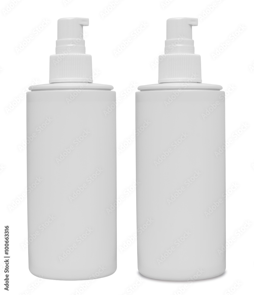 Dosaging white plastic container isolated on white background. With shadow and without. Dosaging white plastic container isolated on white background. With shadow and without.