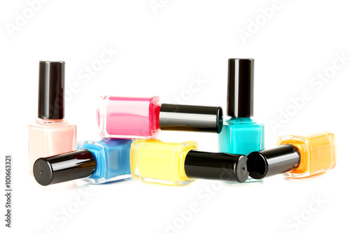 Bottles of nail polish isolated on a white