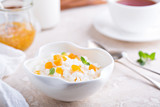 Rice pudding with dried apricots