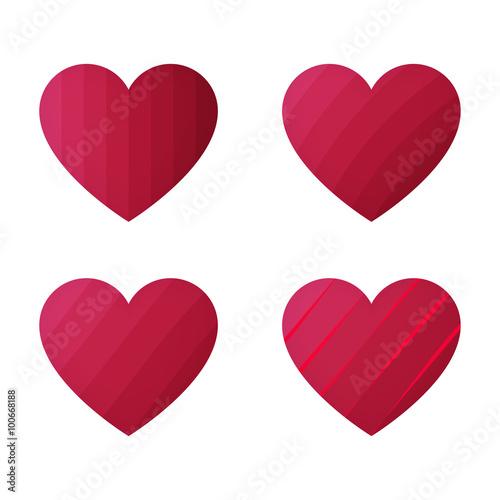 Set of red hearts