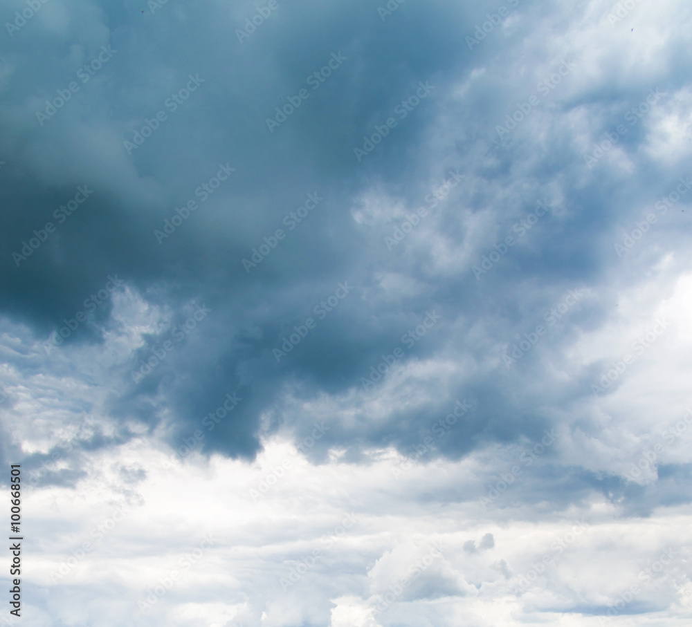 Dark blue stormy cloudy sky natural photo background with Instag