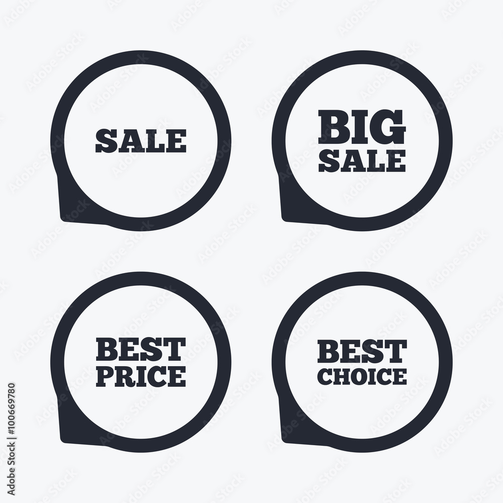 Sale icons. Best choice, price symbols Sale icons. Best choice, price symbols