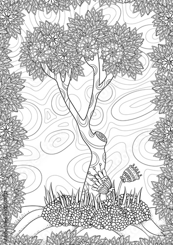 Pattern for coloring book. Ethnic retro design