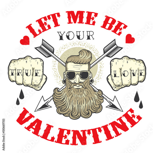 Cool vector card on the theme of Valentines Day.