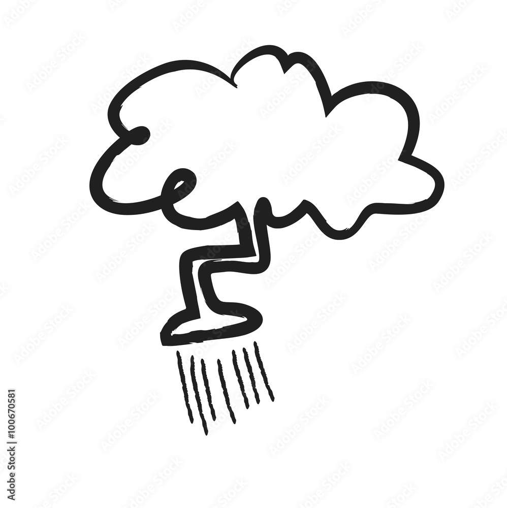 doodle cloud with rain,  illustration icon