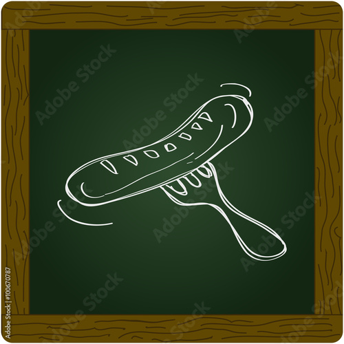 Simple doodle of a sausage on a fork
