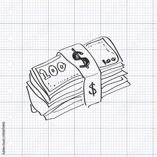 Simple doodle of a wad of bank notes