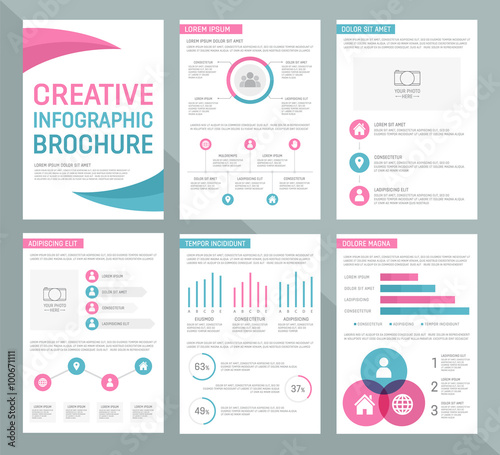 Vector template for multipurpose presentation slides with graphs and charts. Infographic elements, chart, graph, brochures