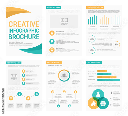 Vector template for multipurpose presentation slides with graphs and charts. Infographic elements, chart, graph, brochures