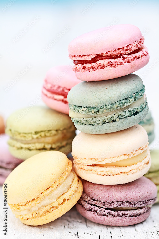 Stacked Pastel Colored Macarons Stacked Pastel Colored Macarons
